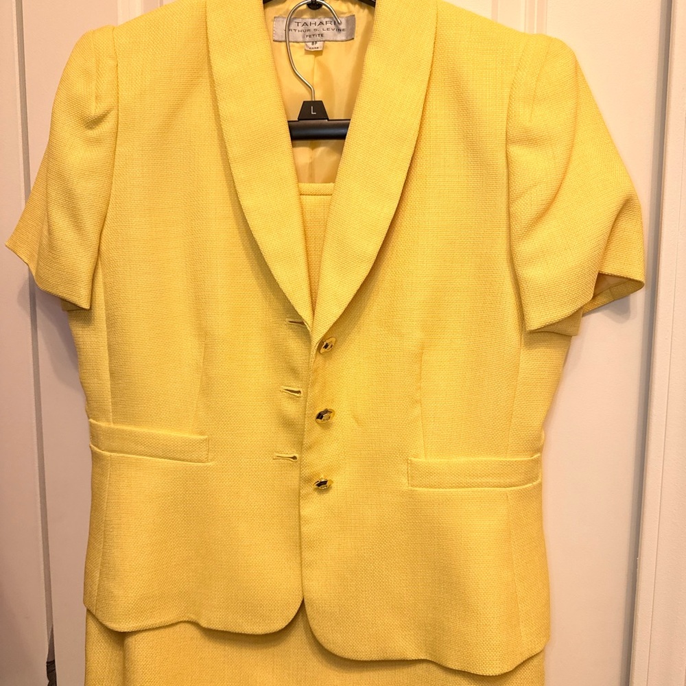Tahari Vibrant Yellow Blazer and Skirt Ensemble